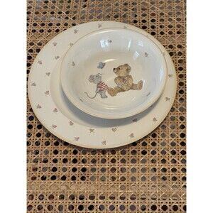 Mikasa Teddy Kids Set Plate and Bowl Teddy Bear  Mouse Strawberries Set